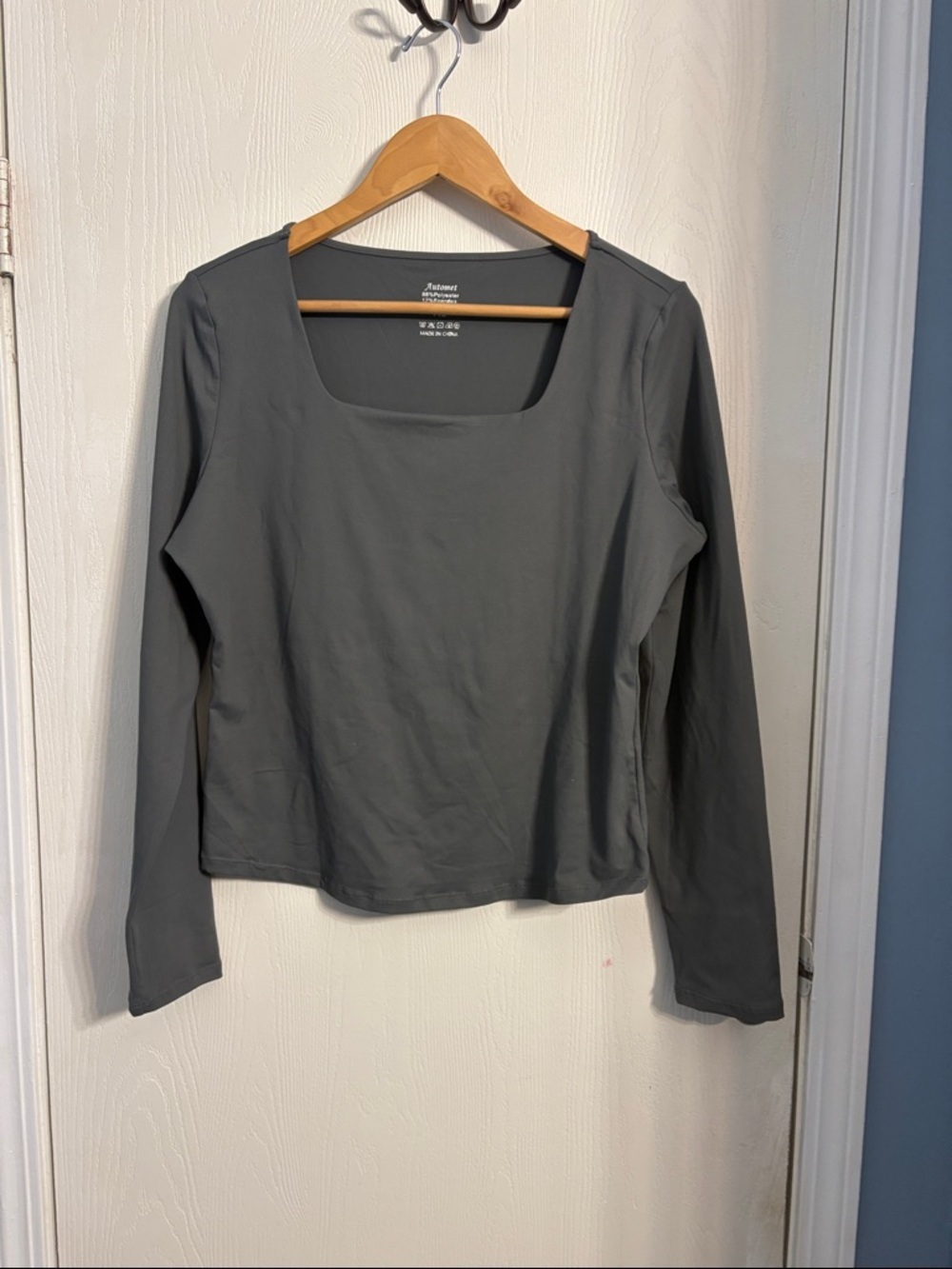 Essential Square Neck Long Sleeve Tee - Gray